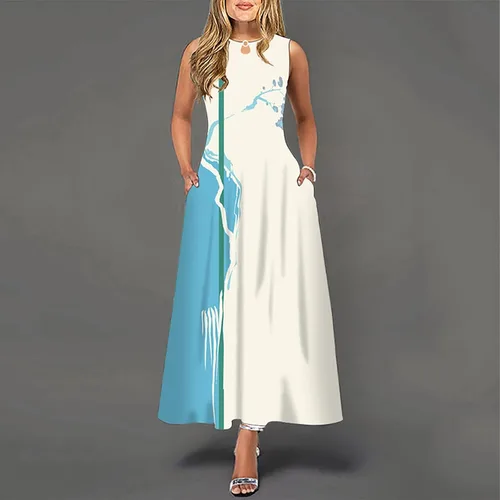 Vista 2 de ZEFOTIM Vestidos de verano para mujer 2023 de manga cortasin mangas, floral, cuello en V, vestido midi casual, a la moda, vestidos fluidos