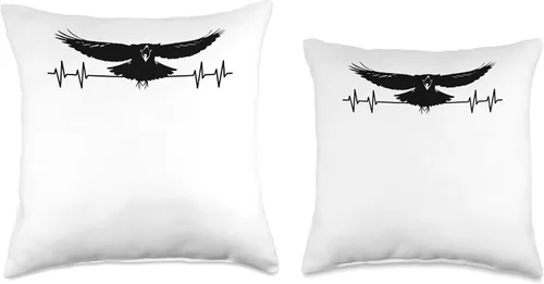 Vista 3 de Krähen Raben Vögel Liebhaber Bekleidung Crow Raven Heart Line Odin Viking Fans Hugin and Munin - Almohada de 16 x 16 pulgadas, multicolor