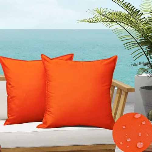 Vista 14 de 4 fundas de almohada impermeables de color azul claro para exteriores, fundas de almohada cuadradas modernas para patio, banco, muebles de patio 4