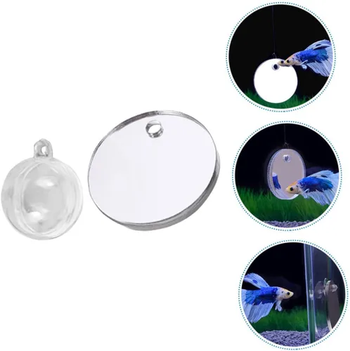 Vista 2 de Yardwe 1 juego de espejo de entrenamiento Betta Espejo de tanque de peces Betta Espejo de tanque Betta juguete decoraciones de pecera Betta Fish Toy
