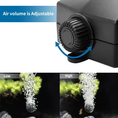Vista 2 de Aquarium Air Pump Single Outlet/Dual Outlet Adjustable Aerator with Accessories for 10-100 Gallon Fish Tank