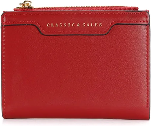 Vista 8 de Billeteras delgadas y pequeñas de cuero con bolsillo, tarjetero, plegable, triple, monedero para mujer con cremallera (negro)