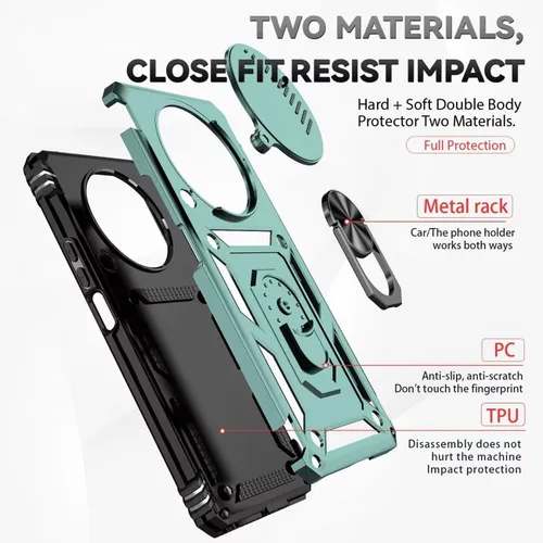Vista 3 de Funda para Honor X9 4G/Honor Magic4 Lite Any-LX1 con protector de pantalla de vidrio templado y cubierta para cámara deslizante, anillo magnético