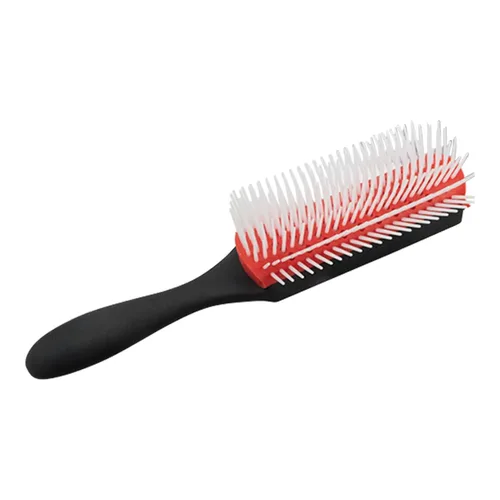 Vista 8 de Cepillo de pelo rizado rojo desenredante de 9 filas de ABS, cepillo estático para cabello rizado y ondulado, unisex, blanco
