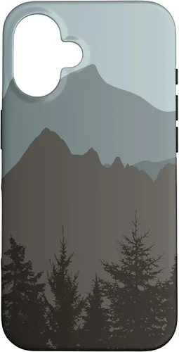 Vista 32 de Mountains Peaks - Carcasa para iPhone 17, diseño abstracto de paisaje natural, color gris y azul