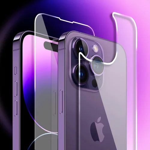 Vista 8 de Protector de pantalla trasera para iPhone 14 Pro Max (paquete de 2), iPhone 14 Pro Max, protector de vidrio trasero templado (6.7 pulgadas)