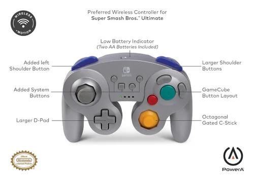 Vista 8 de PowerA Wireless Controller for Nintendo Switch - GameCube Style Silver - Nintendo Switch