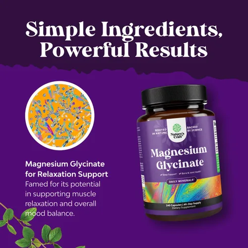 Vista 6 de Paquete de glicinato de magnesio puro de 400 mg por porción para el sueño y la relajación, 240 unidades y gomitas de vitamina D3 para el bienestar