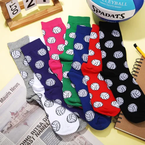 Vista 4 de 8 pares de calcetines de voleibol para mujer, divertidos calcetines deportivos de fútbol para hombres, calcetines atléticos para amantes