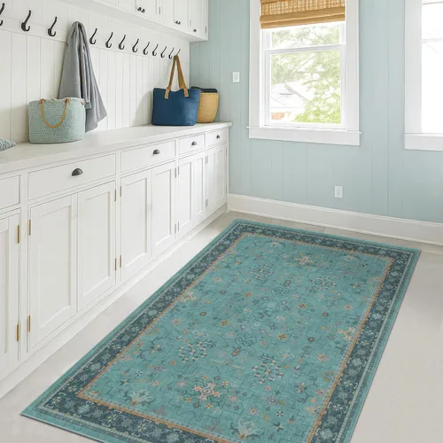 Vista 55 de Hazo Haus – Alfombra pequeña para entrada, cocina o baño, antideslizante con base de goma, resistente a las manchas y a la decoloración, diseño