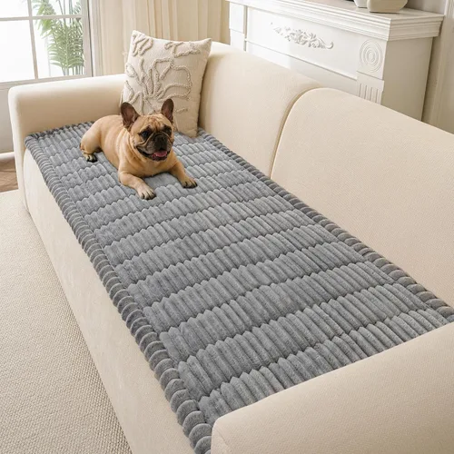 Vista 18 de Funda para sofá para perros lavable, fundas para sofá de 3 cojines no deslizantes, duraderas y peludas, funda para sofá apta para mascotas