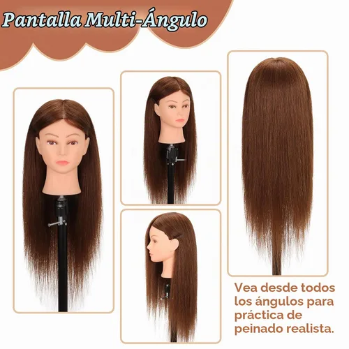 Vista 5 de Cabeza de maniquí de cabello 100% humano de 22-24 pulgadas
