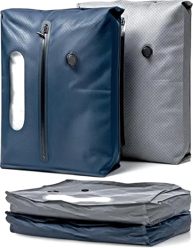 Vista 8 de Bolsas de compresión de viaje con sellado al vacío para equipaje de mano, impermeables, herméticos con ventana y válvula unidireccional integrada