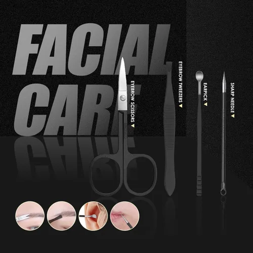 Vista 4 de WOAMA Juego de manicura - Kit de pedicura 10 en 1 con bolsa negra, kit de manicura para mujeres y hombres