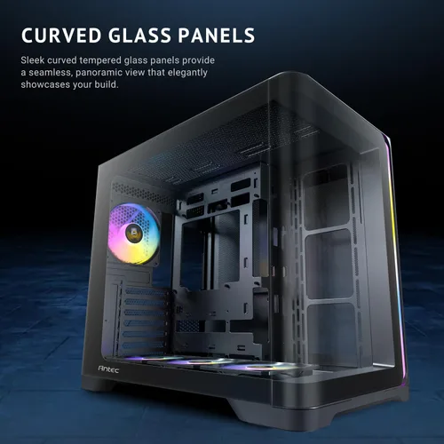 Vista 2 de Antec C5 Curve ARGB, 4 x 120mm ARGB PWM ventiladores incluidos, hasta 10 ventiladores simultáneamente, puerto Type-C 3.2 Gen 2, paneles frontales