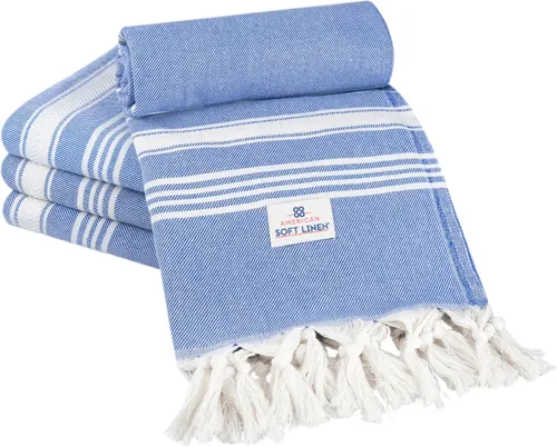 Vista 14 de American Soft Linen Toallas de playa peshtemal turcas 100% algodón, tamaño 35 x 60 pulgadas, paquete de 4 toallas de natación para toallas de playa