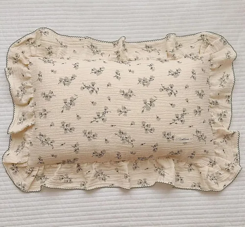 Vista 40 de BuLuTu Funda de almohada de muselina de algodón para niños pequeños con bonito patrón de flores de azalea, súper suave, funda de almohada para cuna