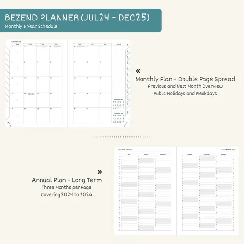 Vista 4 de BEZEND Agenda 2025 Starts from Now, 18 meses (julio 24-diciembre 25) [azul cielo] 8.5 x 11 pulgadas, planificador de año académico, calendario