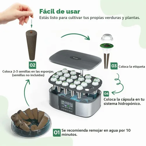 Vista 6 de LetPot 172 piezas Kit de germinación de semillas, esponjas de cultivo hidropónico, kit de germinación para hidropónico con 60 esponjas, 2