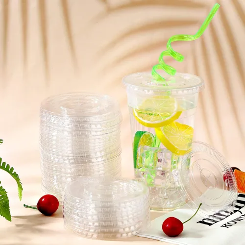 Vista 7 de Hortsun - 500 tapas planas de PET de 3.858 in con ranura para popote para tazas de 12 a 24 onzas Fits Compatible 12, 16, 20 and 24 oz PET Cups