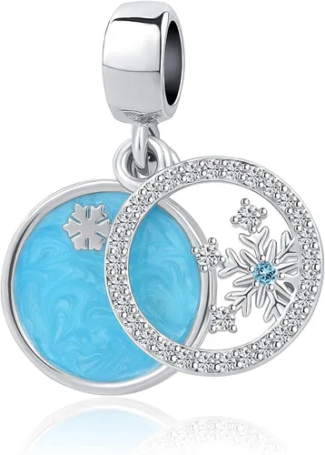 Vista 3 de QeenseKc Colgante con forma de copo de nieve para pulsera Pandora