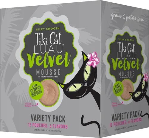 Vista 13 de Tiki Cat Luau Velvet Mousse, pollo y huevo en caldo, nutrición completa para una dieta equilibrada, comida húmeda para gatos para todas las etapas