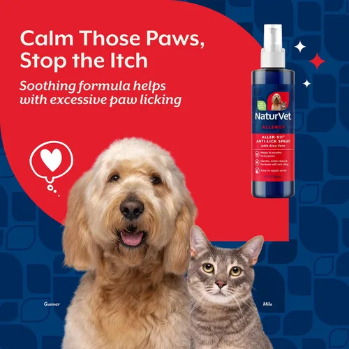Vista 4 de Spray antilamido de NaturVet Aller-911 para patas de perros y gatos – Incluye aloe vera – Ayuda a calmar las patas con picazón, ofrece apoyo contra