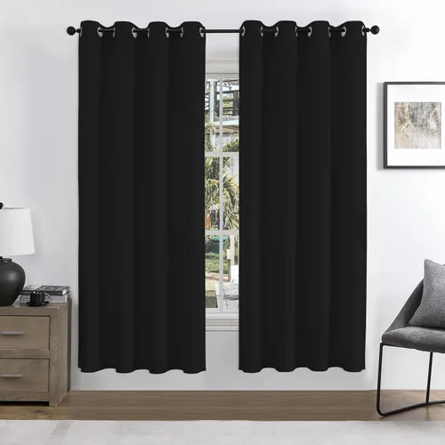 Vista 14 de Joydeco - Juego de 2 paneles de cortinas opacas de 63 pulgadas, 2 cortinas largas con aislamiento térmico burg, cortinas de oscurecimiento