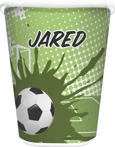 Vista 7 de YouCustomizeIt Cesta de basura de fútbol personalizada - doble cara (negro)