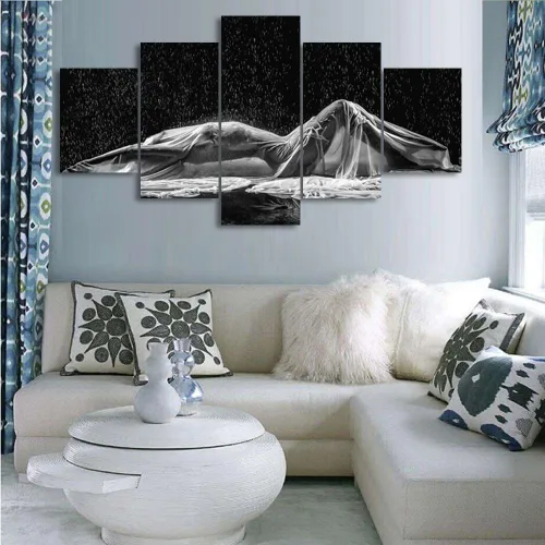 Vista 15 de Lienzo extra grande sexy chica desnuda durmiendo en la cama, arte de pared con marco de madera sexy para mujeres desnudas, obras de arte, arte