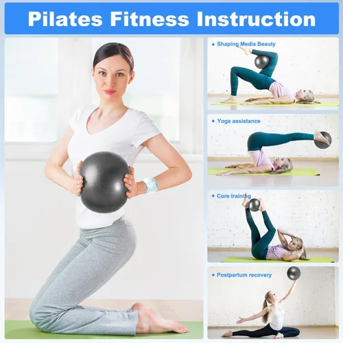Vista 6 de Pelota de pilates de 9 pulgadas, pelota de ejercicio pequeña, pelota de entrenamiento para barra, pilates, yoga, estabilidad, entrenamiento