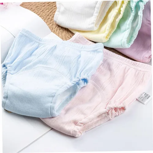 Vista 4 de 2 pañales de algodón para niños y niñas, transpirables, lavables, fundas de pañales para niños y niñas, colores mezclados para entrenamiento y viajes