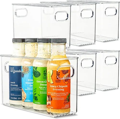 Vista 13 de Contenedor de plástico transparente para almacenamiento de alimentos con asas para organizar cocina, despensa, refrigerador, congelador, despensa