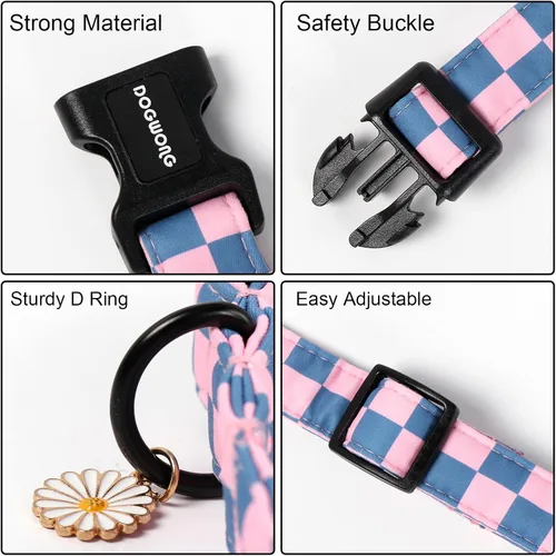Vista 62 de DOGWONG Collar para perro de San Valentín, collar ajustable de algodón con corazón de caramelo azul, perfecto para perros pequeños a medianos