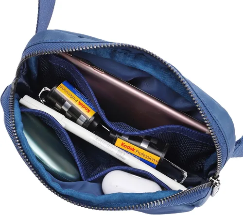 Vista 6 de ZPN Mini riñonera cruzada para mujer y hombre, Azul
