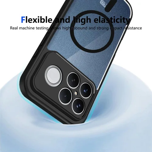 Vista 231 de Funda magnética transparente compatible con Xiaomi 17T, color negro 2 en 1 PC + TPU cubierta de teléfono a prueba de golpes, carcasa protectora