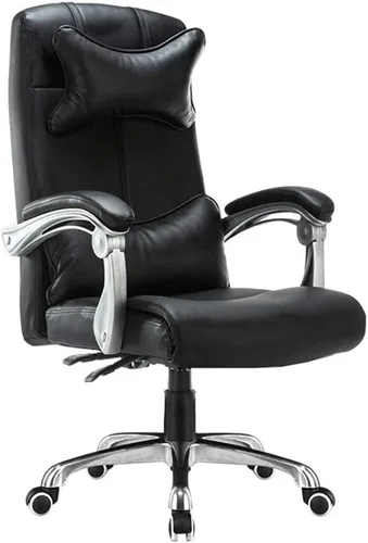Vista 12 de Leather Desk Gaming Chair Height Adjustable Ergonomic High Backrest Office Computer Chairs with Headrest and Lumbar Support for Reception Study Milk