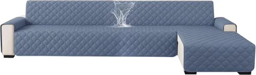 Vista 13 de XINEAGE Fundas 100% impermeables para sofá modular en forma de L, reversible, lavable, con botones de chaise plum flower, protector de muebles