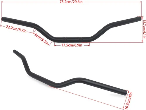 Vista 6 de Manubrio para Motocicleta 1 pulgada 25mm Ace Cafe Racer Clubman Compatible con Harley Sportster XL883 XL1200 (Negro Bajo)