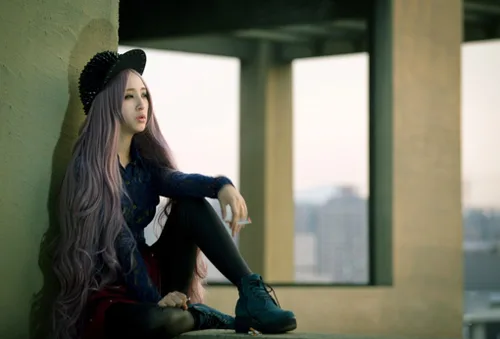 Vista 4 de 39.4 in39 largo anime rizado Cosplay pelucas LolitaHarajuku estilo partido pelo