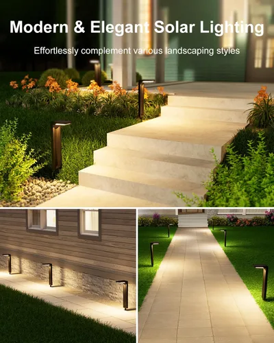 Vista 5 de Paquete de 6 luces solares para camino, impermeables, 30 LED, lámpara de paisaje brillante para exteriores, camino, entrada, acera, patio, césped