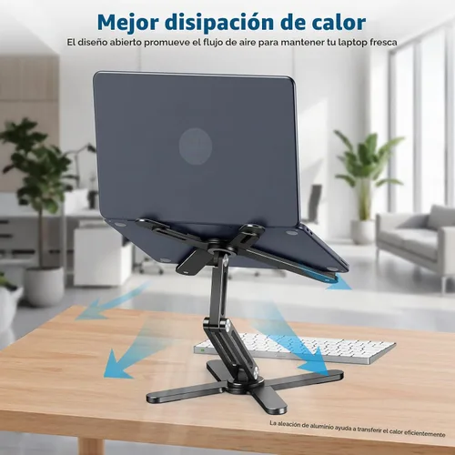 Vista 8 de OMOTON LA10 - Soporte giratorio para portátil de 360°, plegable para Negro