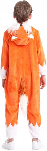 Vista 5 de Disfraz unisex de animales para niños pijamas de animales con capucha para niños disfraz de Halloween para niños y niñas