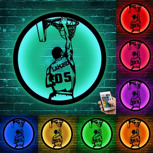 Vista 9 de Arte de Pared de Metal Personalizado de Béisbol con Bandera de EE.UU. con Luz LED, Letrero Personalizado con Nombre de Jugador de Sóftbol Americano