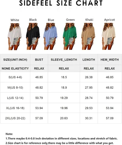 Vista 6 de Sidefeel Womens Summer Oversized 34 Sleeve Button Down Shirts Side Slit Dressy Casual Blouses Loose Fit Tunic Tops