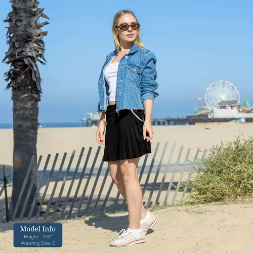Vista 3 de Azules Minifalda básica y versátil para mujer, acampanada, casual, falda fluida para mujer
