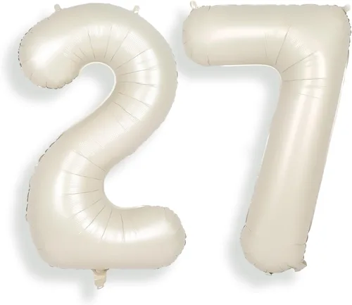 Vista 24 de SUWEN Globos de helio grandes de 102 cm (40 pulgadas) con letra S en color crema. Globos grandes de papel de aluminio con letra en helio, de A a Z.