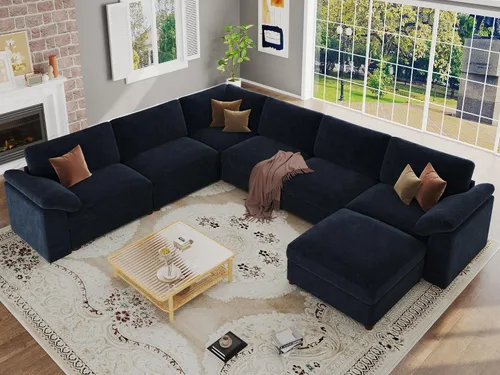 Vista 67 de EASE MOOSE Sofá modular verde seccional de gran tamaño en forma de L Pana verde