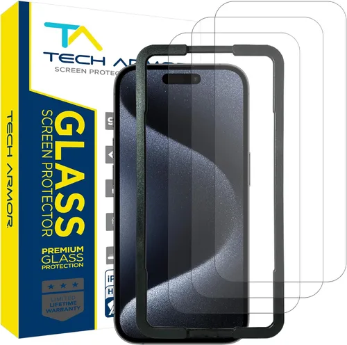 Vista 12 de Tech Armor Protector de pantalla de vidrio balístico diseñado para Apple iPhone 12 Pro Max de 6.7 pulgadas, paquete de 3 unidades de vidrio templado