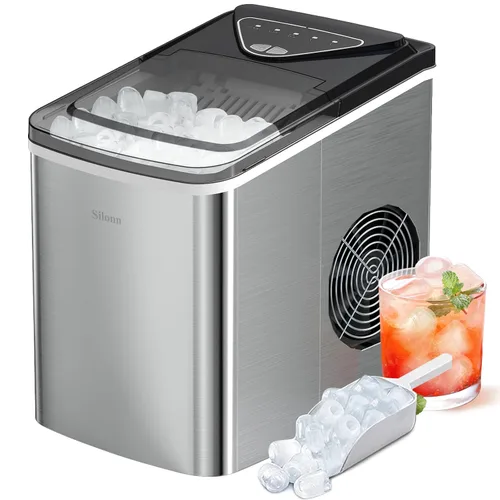 Vista 10 de Silonn Máquina de hielo de pepitas para encimera, máquina de hielo de pellets con función de autolimpieza, la máquina de hielo sónico produce 33